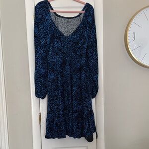 Torrid Blue and Black Long Sleeve Dress